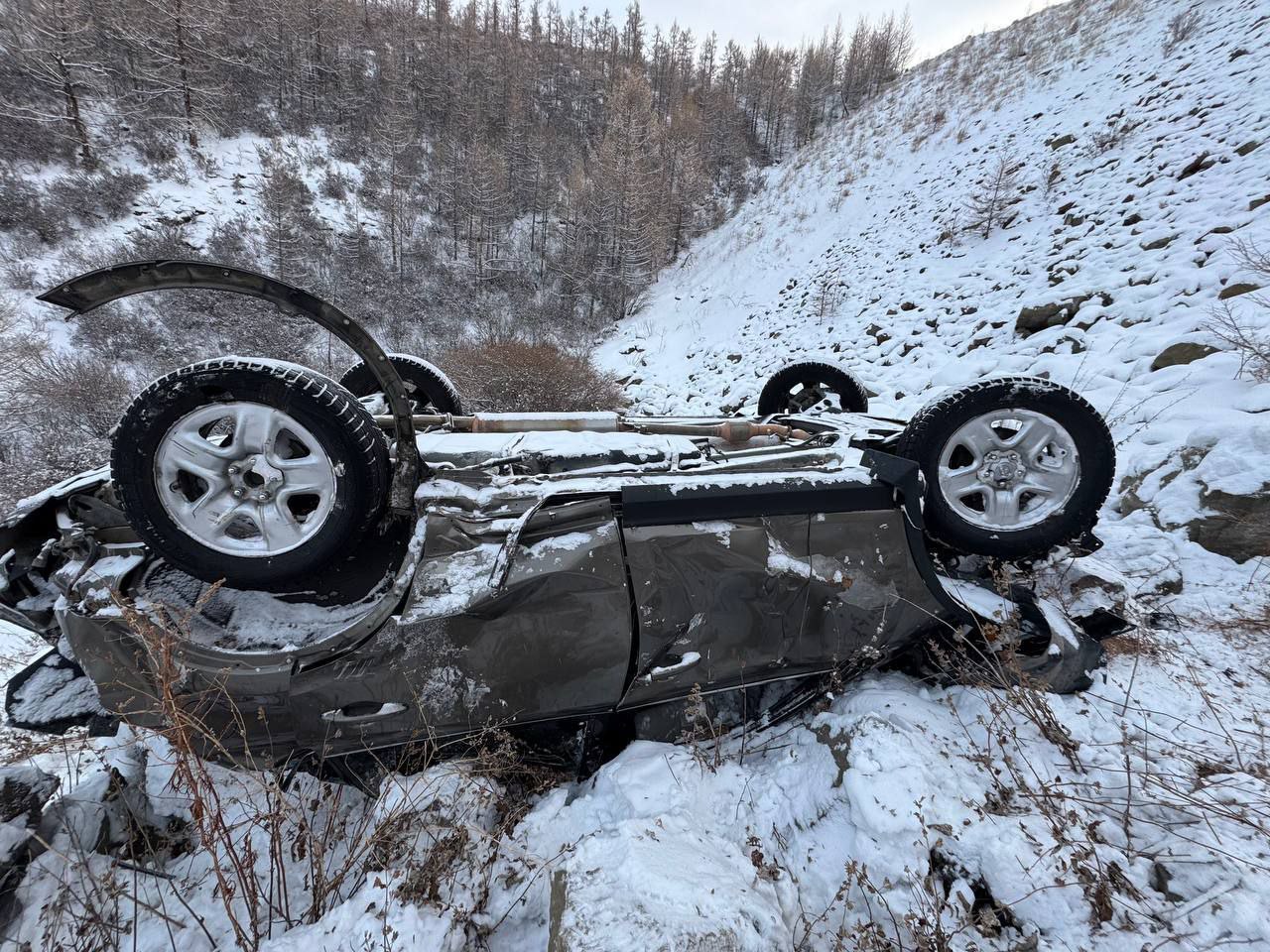 В Пий-Хемском районе в результате съезда с дороги с последующим опрокидыванием в обрыв пострадал пассажир В Пий-Хемском районе в результате съезда с дороги с последующим опрокидыванием в обрыв пострадал пассажир