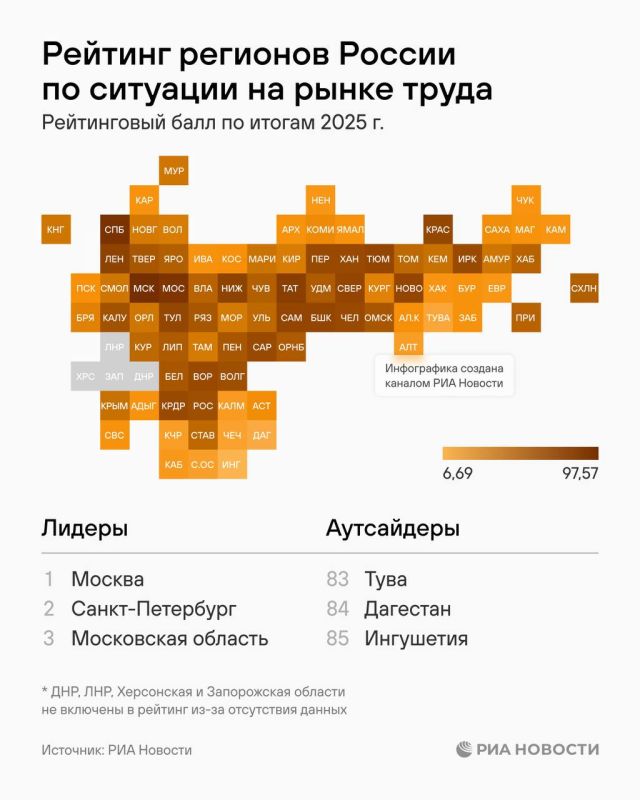 Москва, Петербург и Московская область - лидеры рейтинга по ситуации на рынке труда